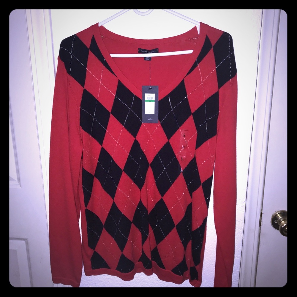 Red Argyle Sweater